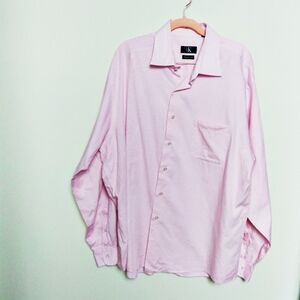 Calvin Klein Pink and White Stripe Regular Fit Button Front Shirt Size XL
